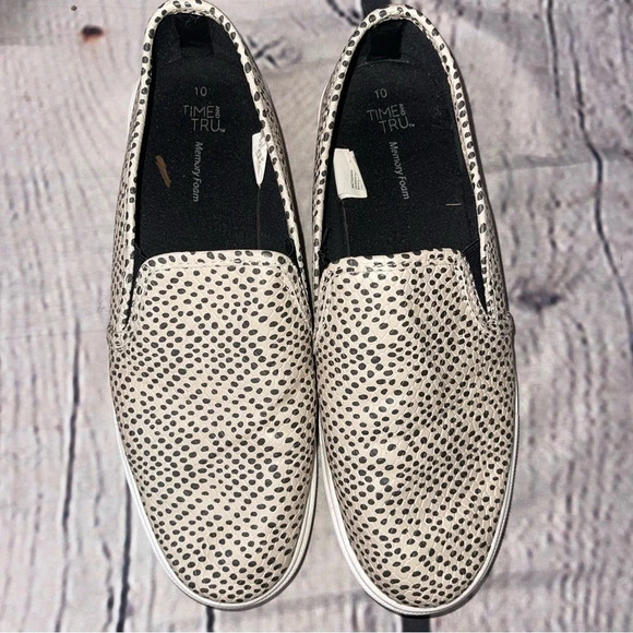 Polka dot slip on shoes womens 10 - Picture 2 of 5